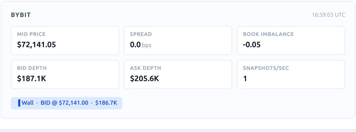 Bybit order book snapshot